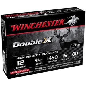 Winchester DOUBLE X BUCK 12 Gauge (15 Pellets #00) - 5/Box - SB12L00 - Image 1