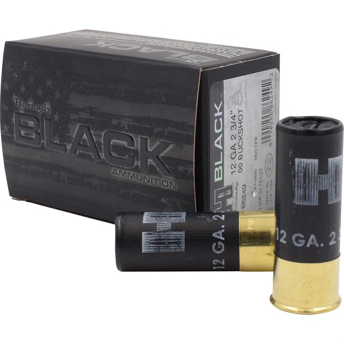 Hornady BLACK AMMO 12 Gauge (#00 Buckshot 2-3/4″) – 10/Box – 86249